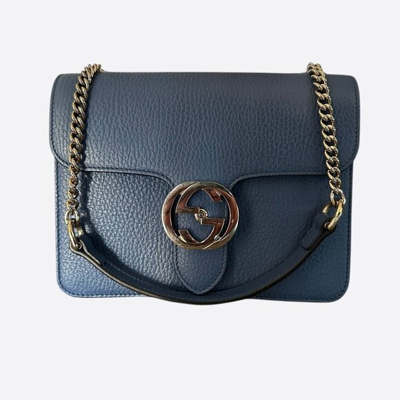 Gucci Navy Small Dollar Interlocking G Shoulder Bag - Picture 1 of 7